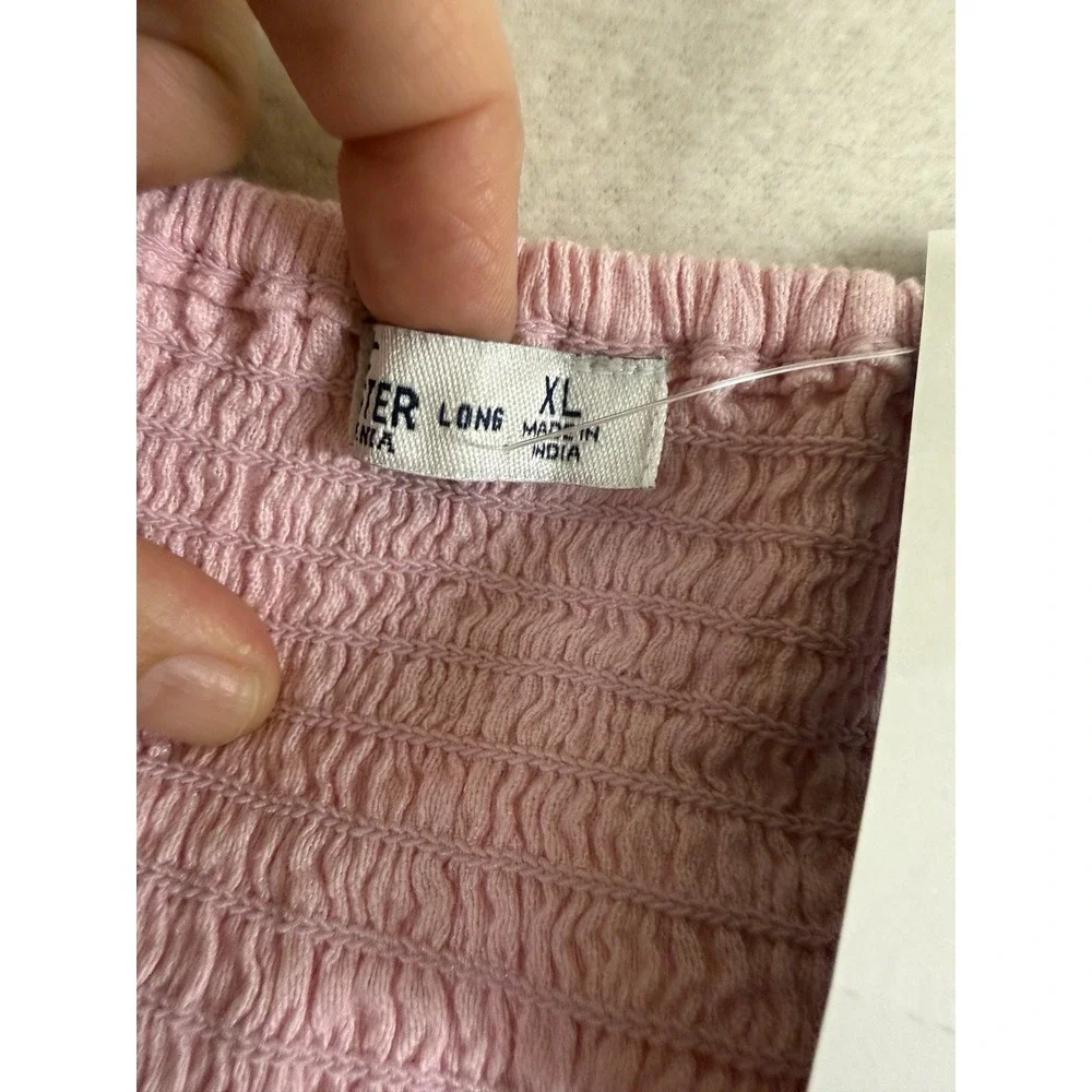 Hollister‎ Dress XL Milkmaid Puff Sleeve Smocked Short Eyelet Lace Y2K NWT Pink